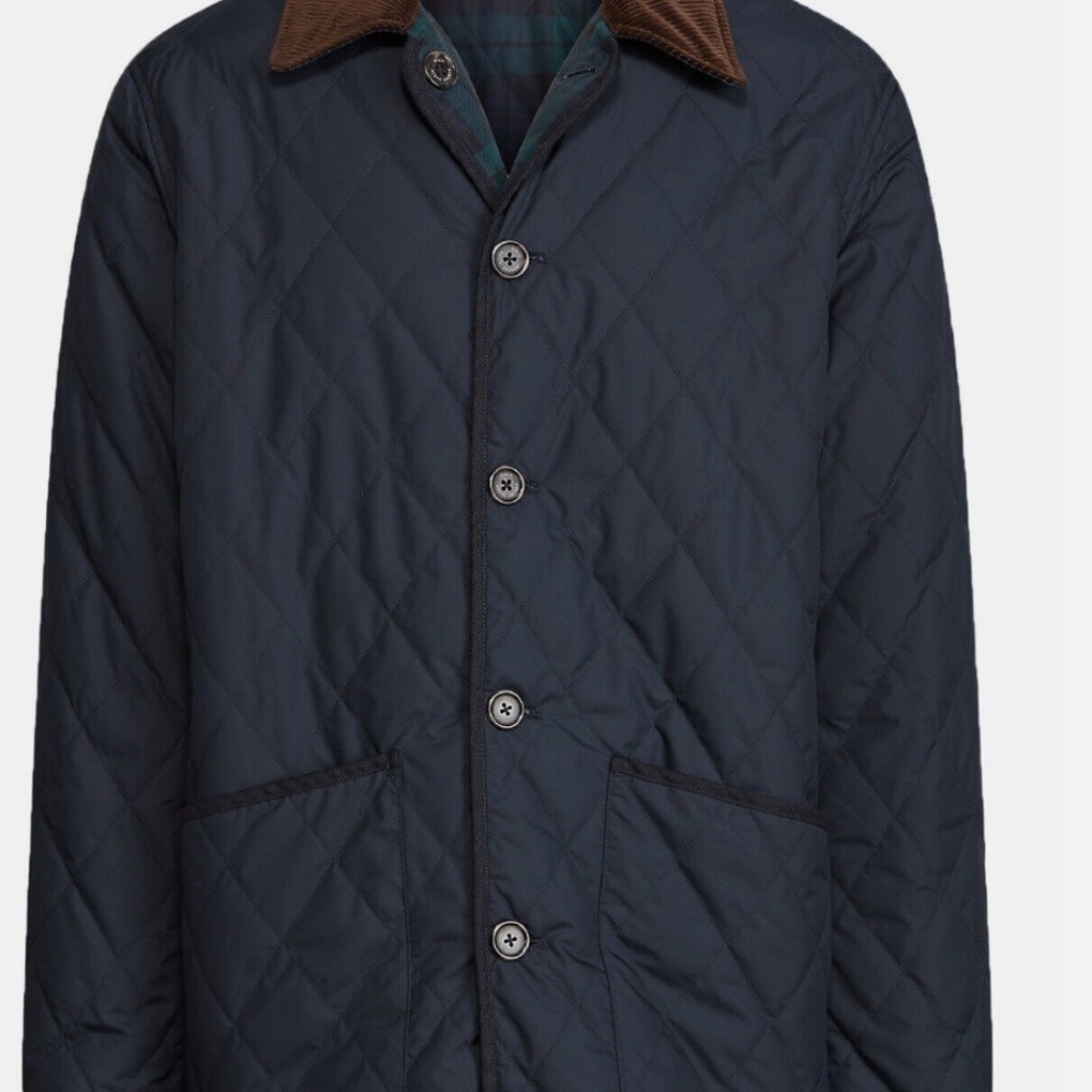 Polo Ralph Lauren Mens Navy Water Repellen Quilted Reversible Barn Jacket L